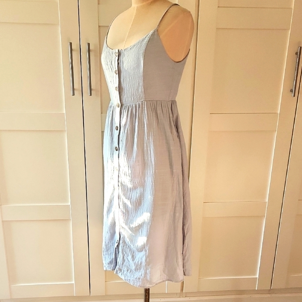 Altar'd State Soft Blue Button Front Dress Sz Small Cotton Blend - Picture 2 of 8